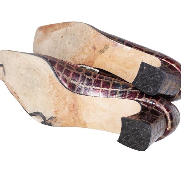 Timothy Hitsman Vintage Croc Leather Kitten Heels, Size 9.5 - Picture 8 of 9